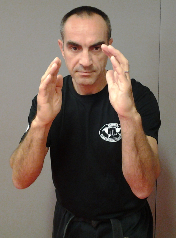 Marc Bertin, instructeur de Krav Maga, ceinture noire 4ème degré KIF, en position de garde